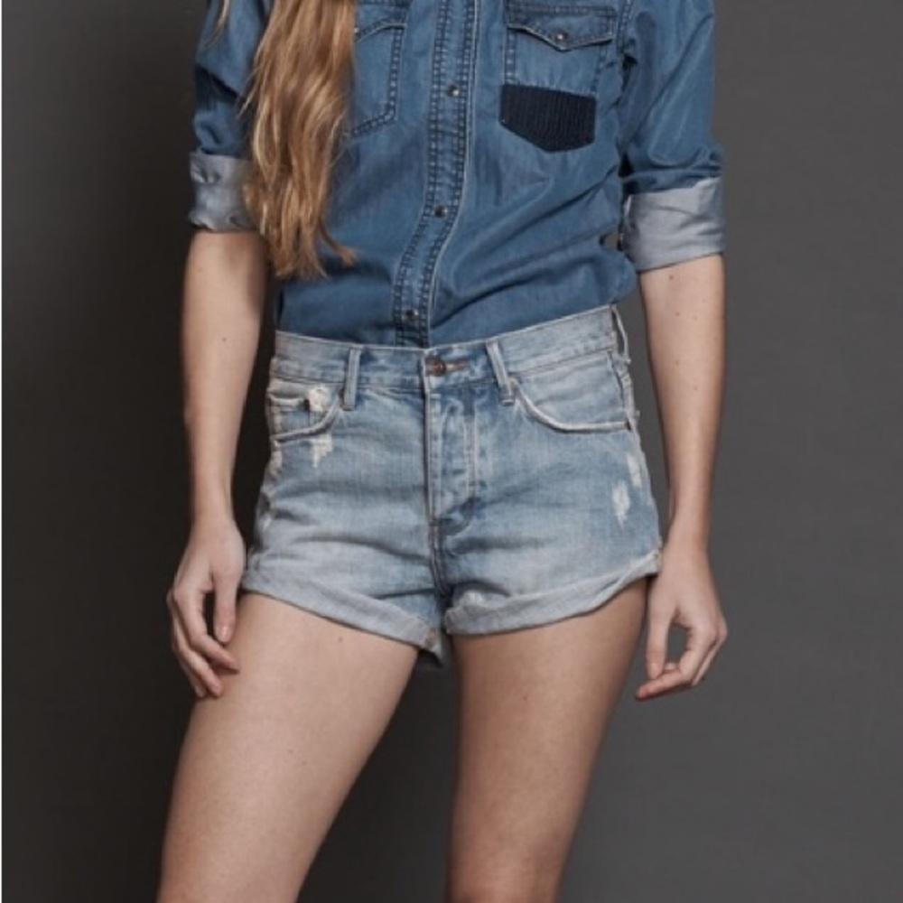REVOLVE | DENIM CoLAB Denim Cutoff Shorts Distressed Raw Hem Size 26